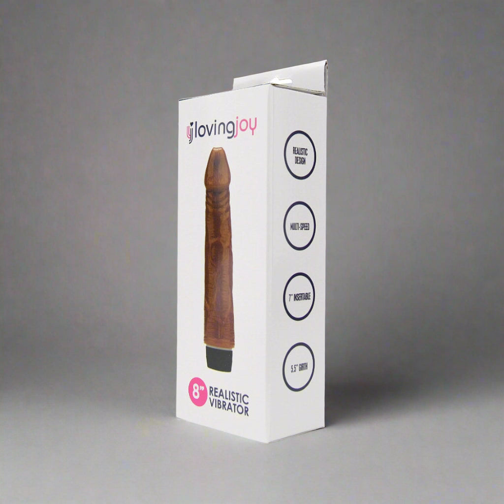 Loving Joy 8-inch realistic vibrator packaging on a white background