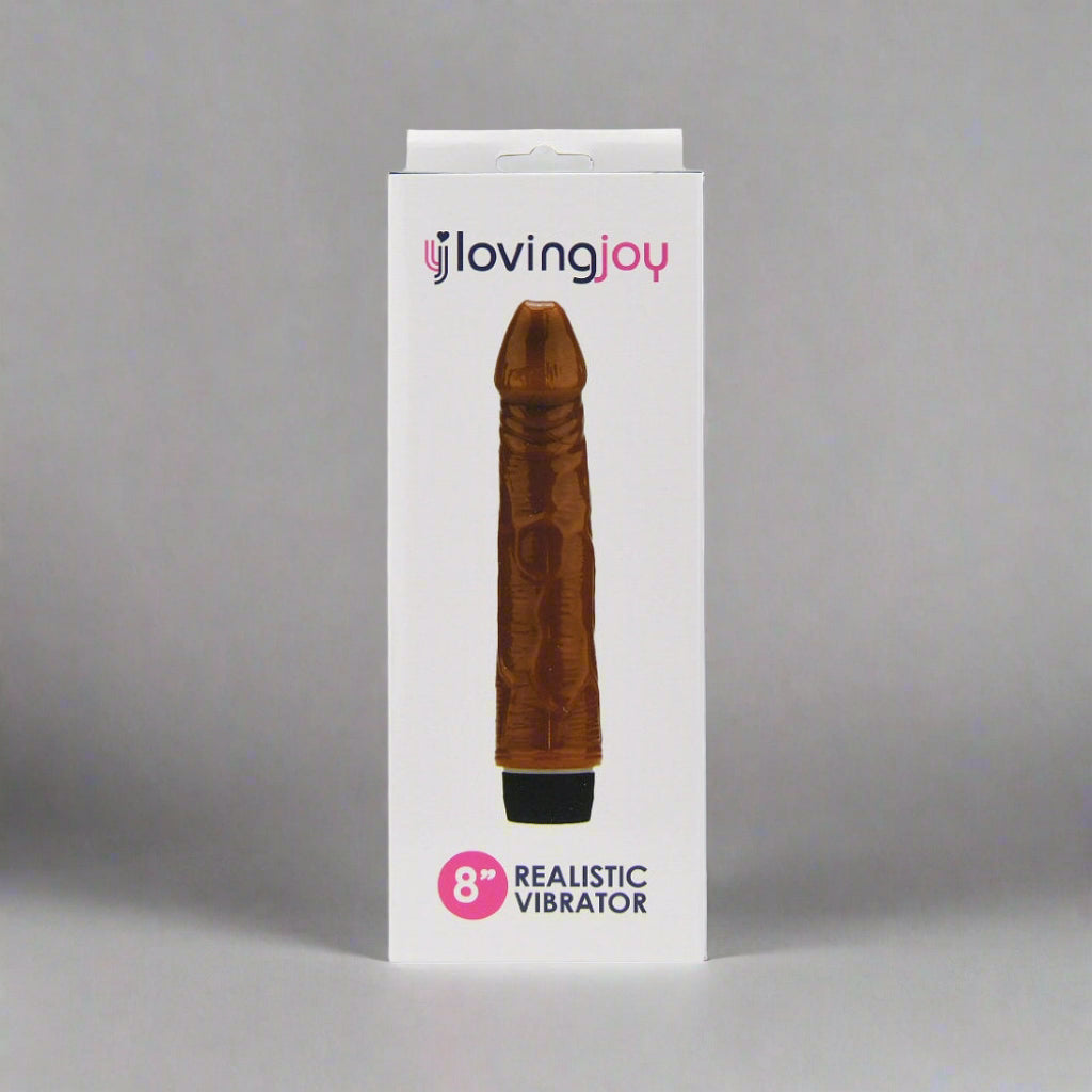 Loving Joy realistic vibrator packaging on a white background