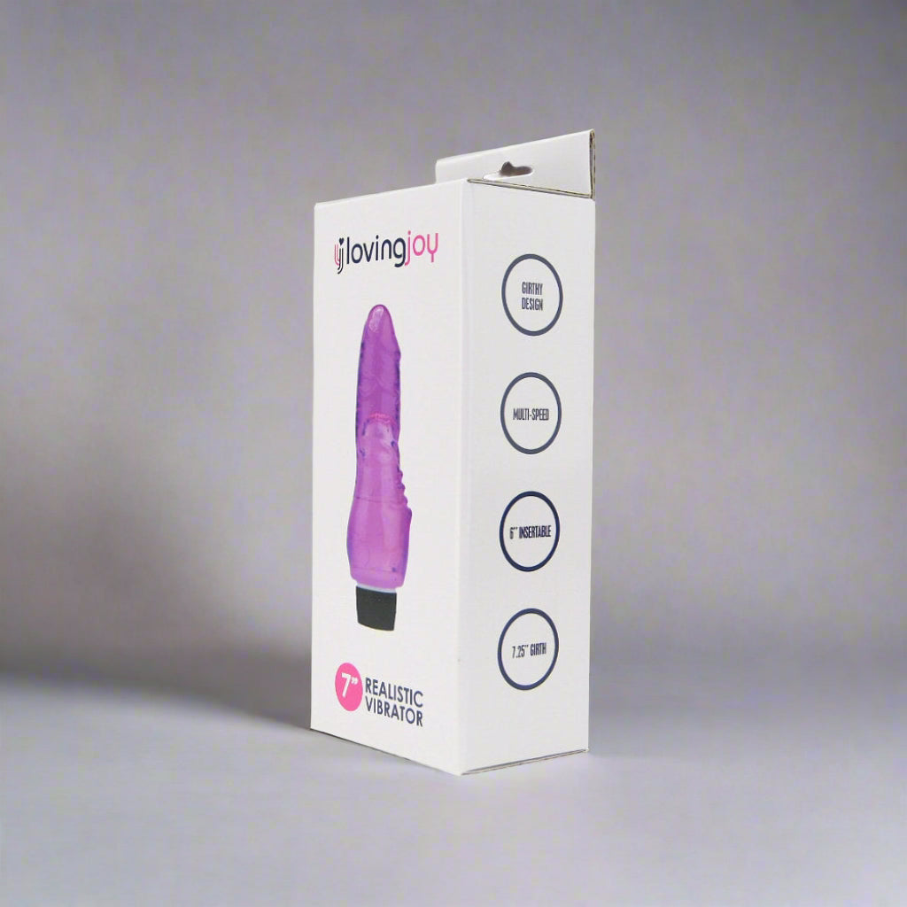 LovingJoy 7 Realistic Vibrator packaging on a white background