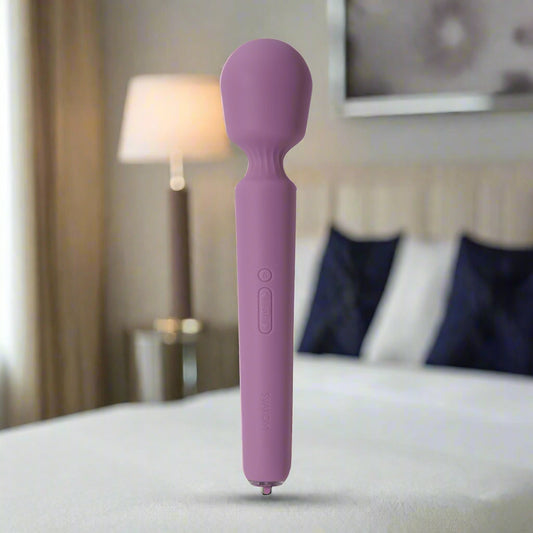 Purple Wand Vibrator on a white background