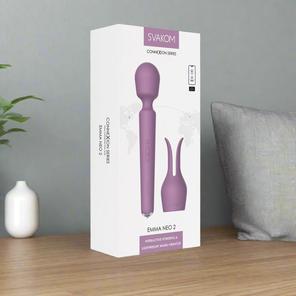 Purple SVAKOM product in packaging on a white background