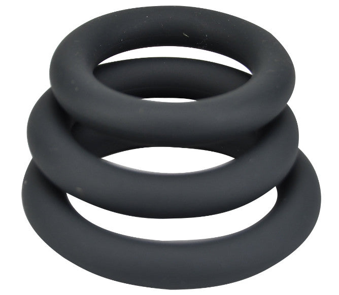 Loving Joy Thick Silicone Cock Rings 3 Pack Grey - vibes4less