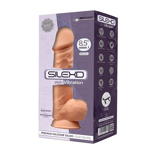 SilexD 8.5 inch Realistic Vibrating Girthy Dildo with Balls - vibes4less