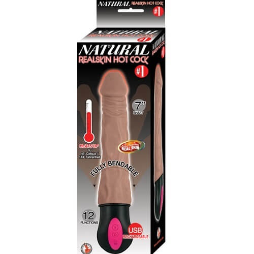Realistic Warming 7 inch Vibrating Dildo Brown - vibes4less