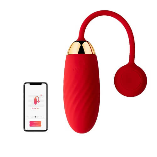 Svakom Ella APP Controlled Silicone Vibrating Egg Red - vibes4less